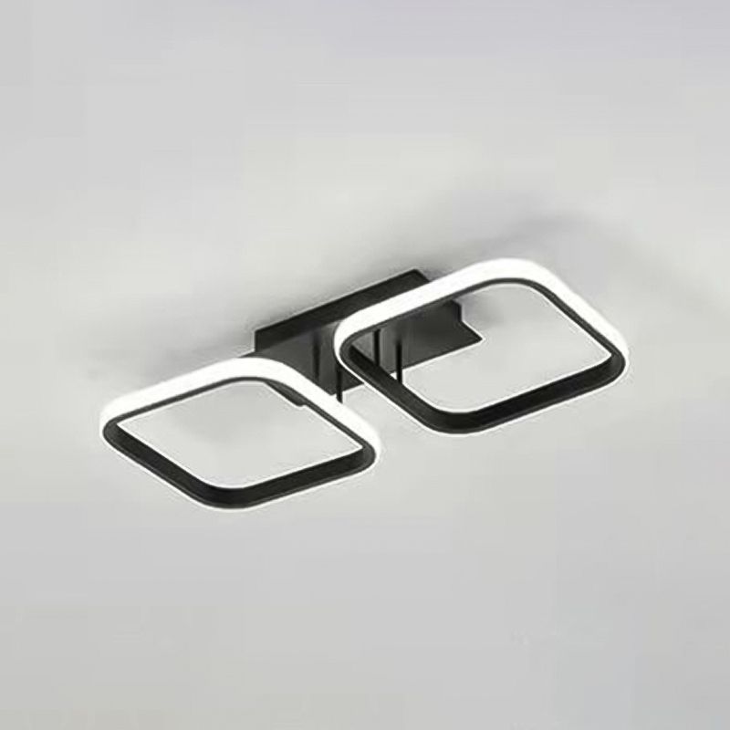 Metall quadratische Schatten Flush Deckenleuchte moderne Multi -Leuchten Flush -Montierung in Schwarz