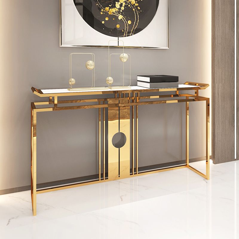 Glam Console Table Marble Accent Table in Gold for Hall , 12 Inch Wide