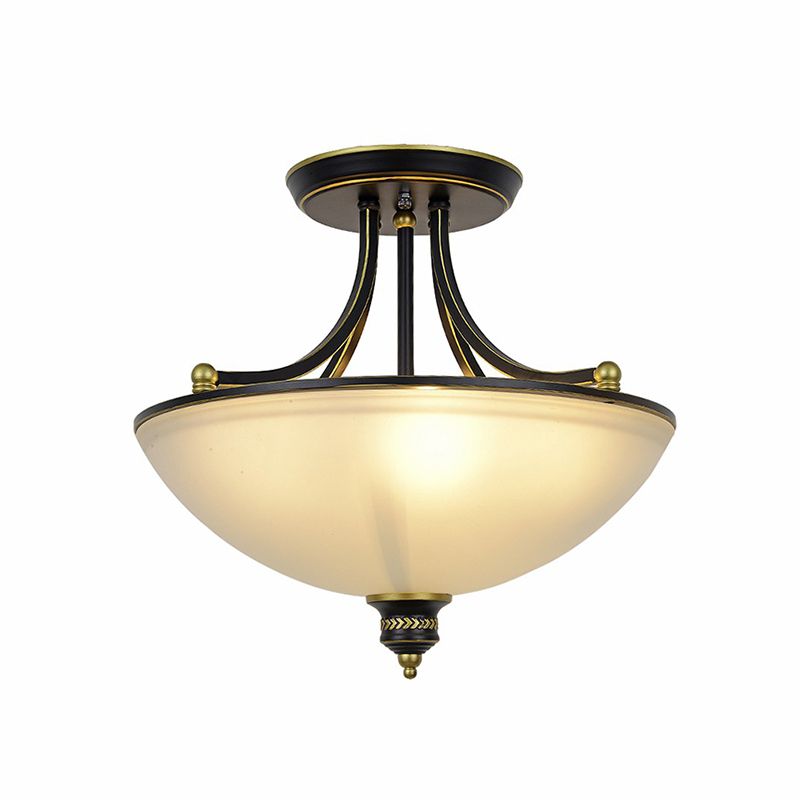 Iluminación de techo de cocina en forma de tazón vidrio esmerilado tradicional de 4 luces semi flush luminos