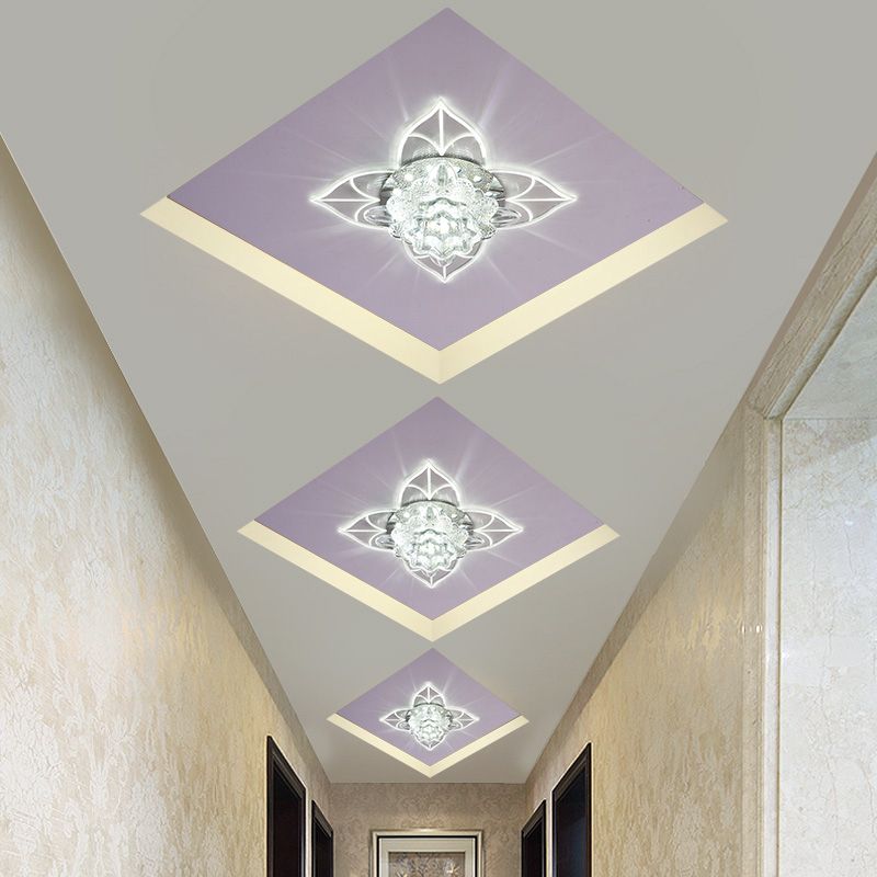 Plafonnier encastré en cristal Blossom, éclairage encastré contemporain à LED transparent pour couloir