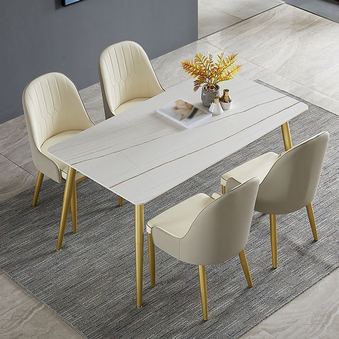 Metal and Slate Rectangular Table Glam Style Home Dining Table