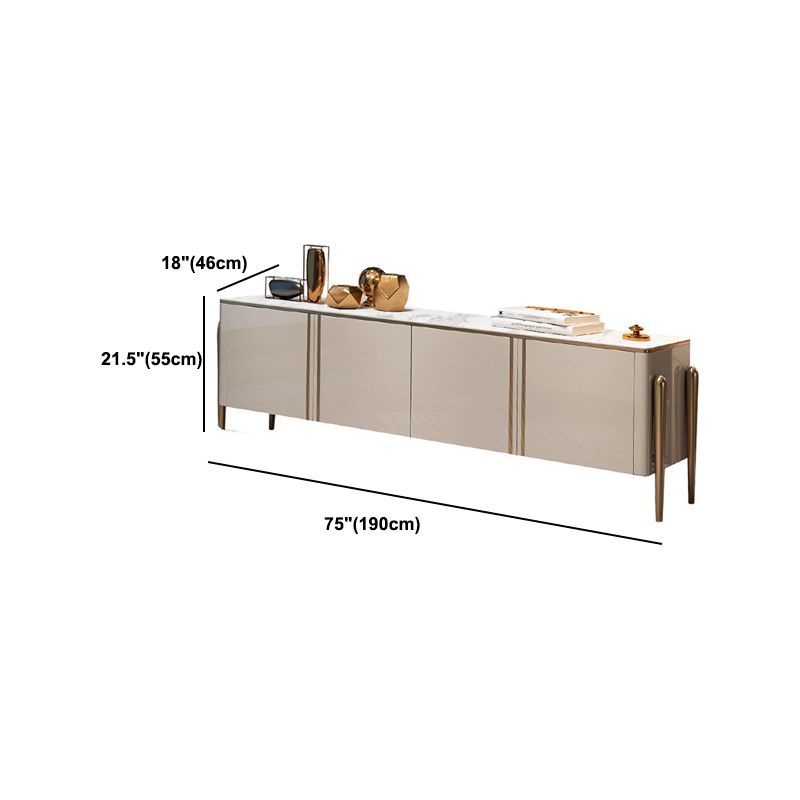 Glass Enclosed Storage TV Stand Luxury Rectangle TV Cabinet with Doors