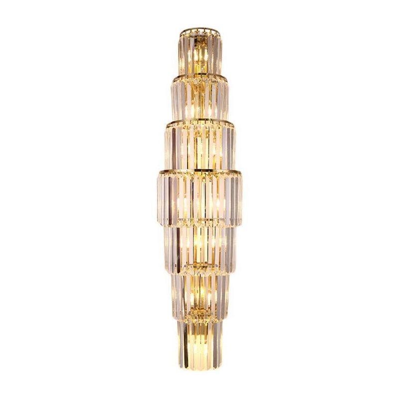 Contemporary 5/7-Light Golden Wall Mounted Sconce Crystal Shaded Wall Light