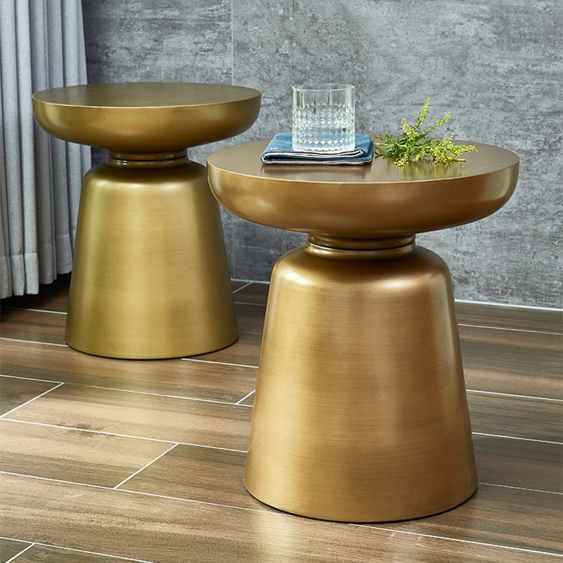 Mid-Century Modern Round Top Coffee Table 16.92"H Iron Pedestal Cocktail Table