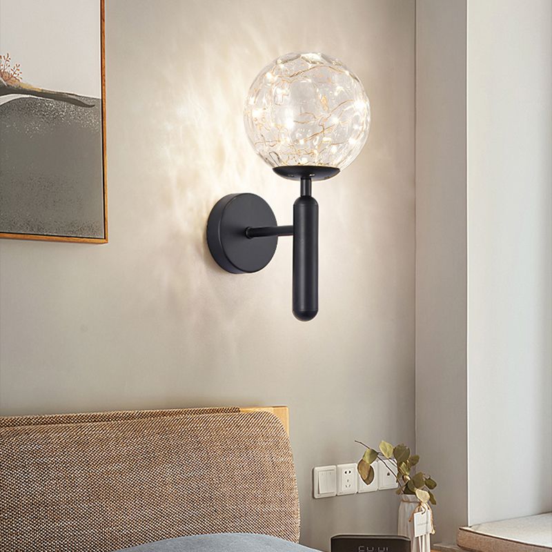 Nordic Glass Wall Light Globe Gypsophila 1 Light Wall Sconce for Bedroom
