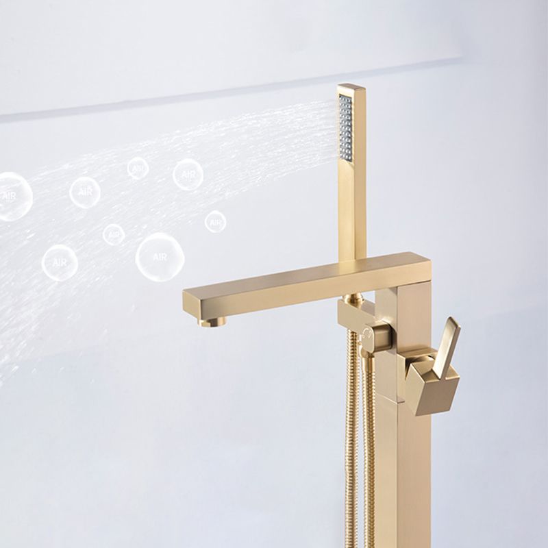 Floor Mounted Metal Freestanding Tub Filler Swivel Freestanding Faucet with Hose