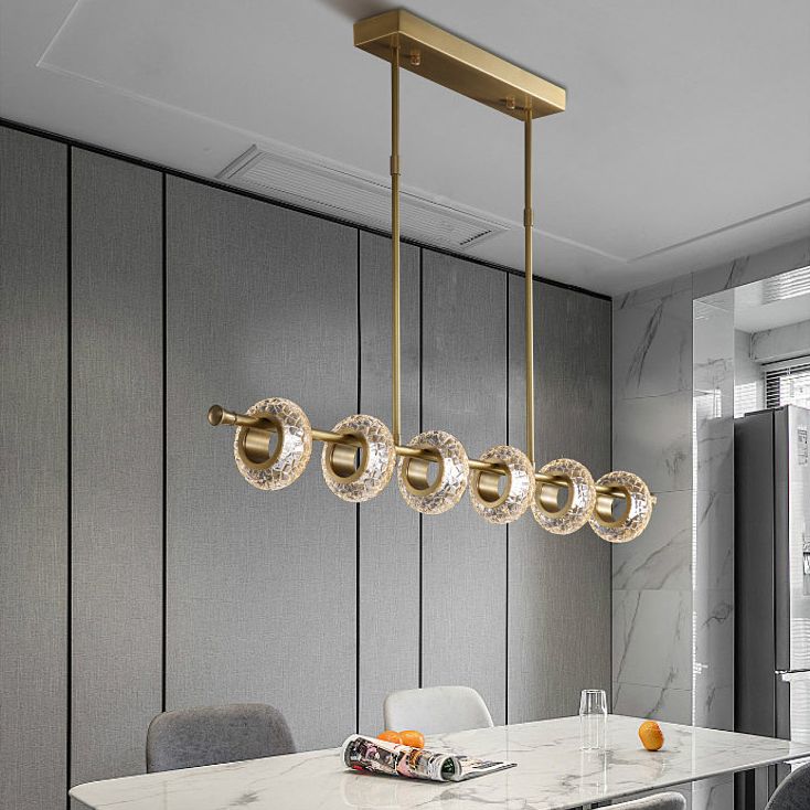 6 lichte erwten hanglamp Modern Island Lighting Glass en metalen eilandlamp in goud in goud