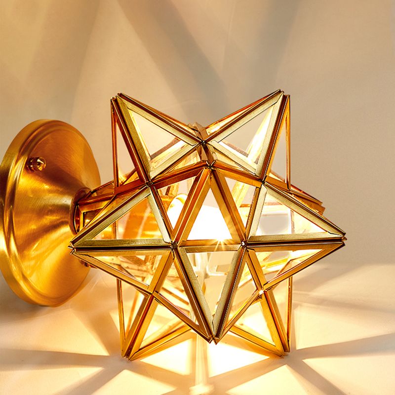 Glass Shaded Close to Ceiling Lighting Vintage-Style Aisle Close to Ceiling Light in Gold