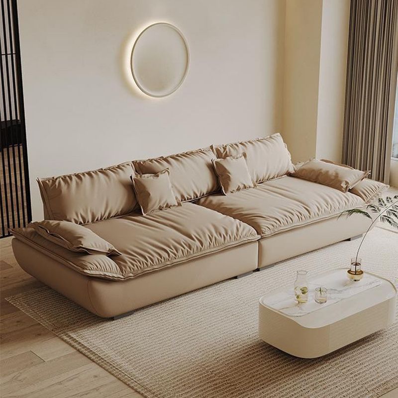 Contemporary Faux Leather Pillow Top Arm Pillows Living Room Seating