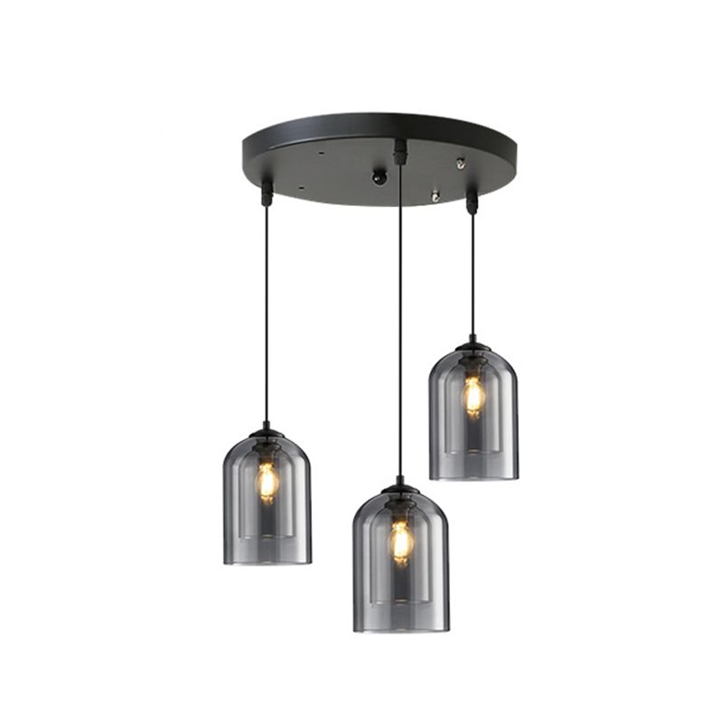 Lampe suspendue à la cloche artistique moderne avec une teinte en verre double en verre