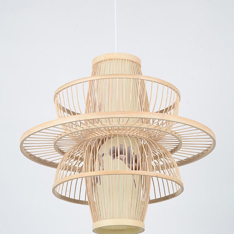 Chinesische Lotus -Anhänger Beleuchtungskörper Rattan Hanges Licht mit hängenden Kabel für das Restaurant