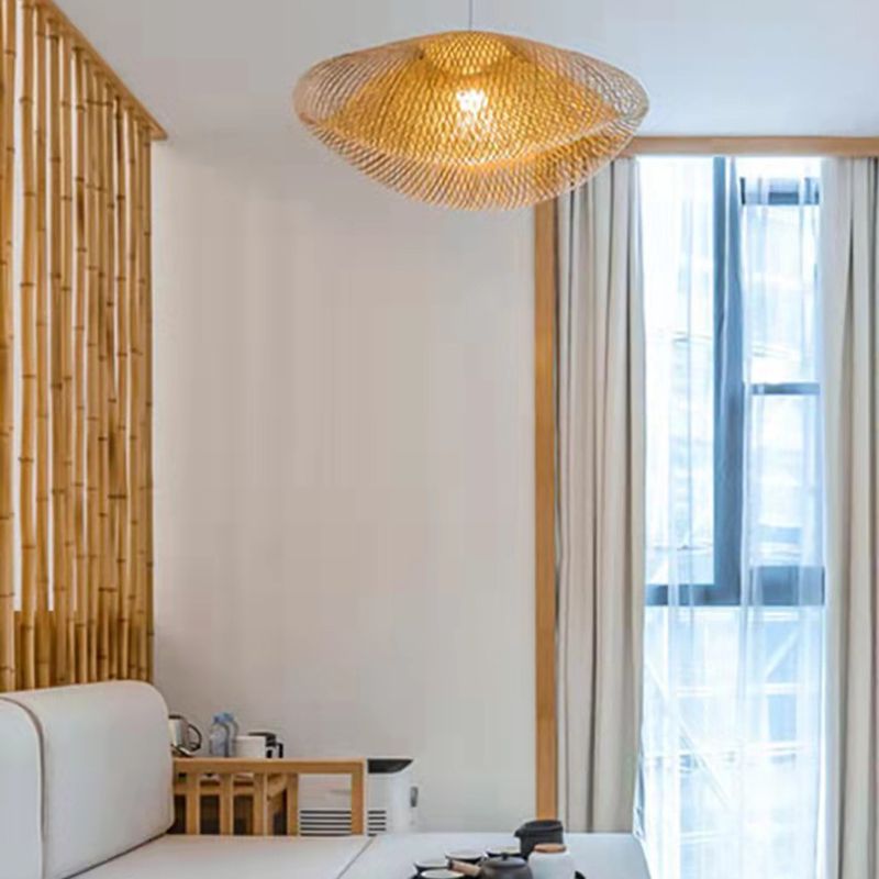 Japanisches Pendel Lichtkuppel Rattan 1 Lichthänge Deckenleuchte für Tea Room