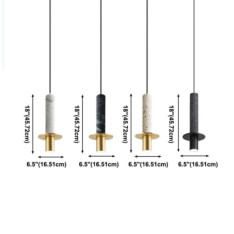 LED Marble Terrazzo Hanging Light Fixture Nordic Modern Style Living Room Long Downlight