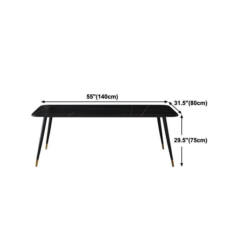 Industrial Sintered Stone Table for Restaurant Rectangle Black Dining Table with 4 Legs