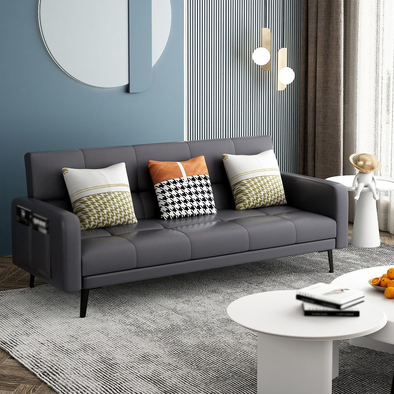 Faux Leather Convertible  Sofa Square Arm 39 "W  Sofa with Storage