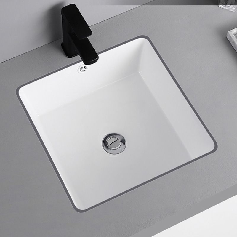 Undermount Bathroom Sink Square Overflow Drain Assemble Sink with Faucet