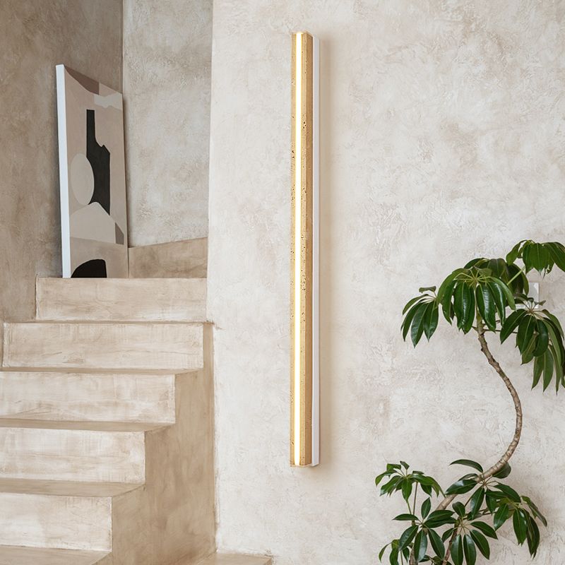 Linear Shape Stone Wall Mount Light Modern Style 1-Light Wall Light Sconce in Yellow