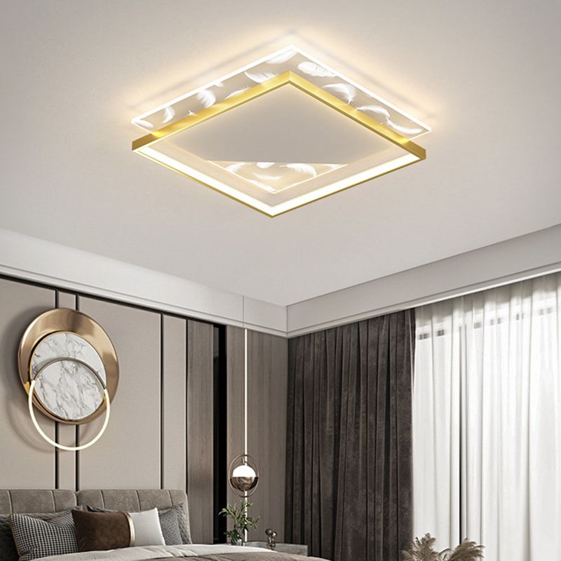 Stile moderno a forma quadra a forma di luce metallica 2 illuminazione a soffitto per sala da pranzo