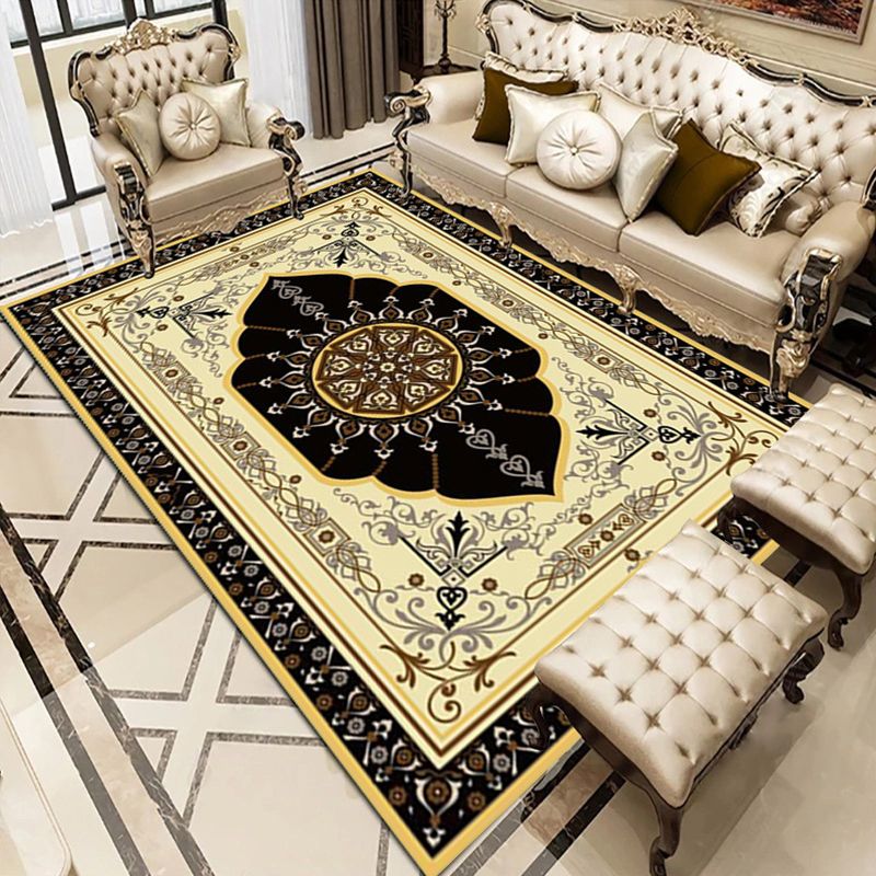 Funky Flower Print Rug European Style Carpet Polyester Stain Resistant Area Rug for Living Room