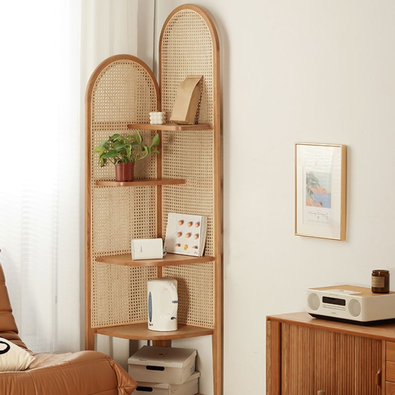 Corner Scandinavian Bookcase Wooden Closed Back Bookshelf with Shelves