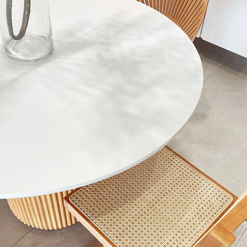 Round Stone Dining Table Modern Solid Wood Pedestal Base Dining Table