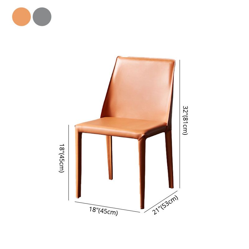 Eigentijdse massieve rugarmloze zijstoelen lederen eetkamerstoelen voor keuken