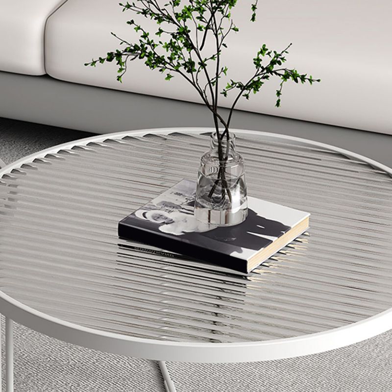 Modern Round Coffee Table Glass Top Nesting Coffee Table Set