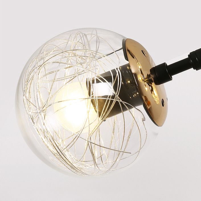 6-Light Sphere Island Lights Contemporary Metal Island Chandelier with Glass Shade