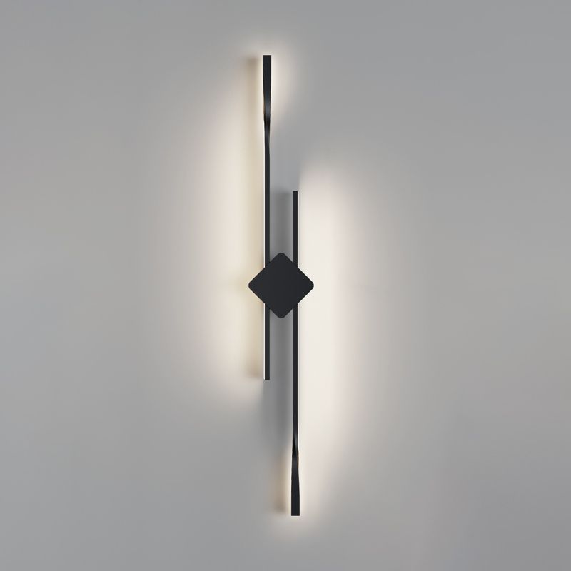Linear Shape Metal Vanity Sconce Light Modern Style 2-Lights Vanity Mirror Lights in Black