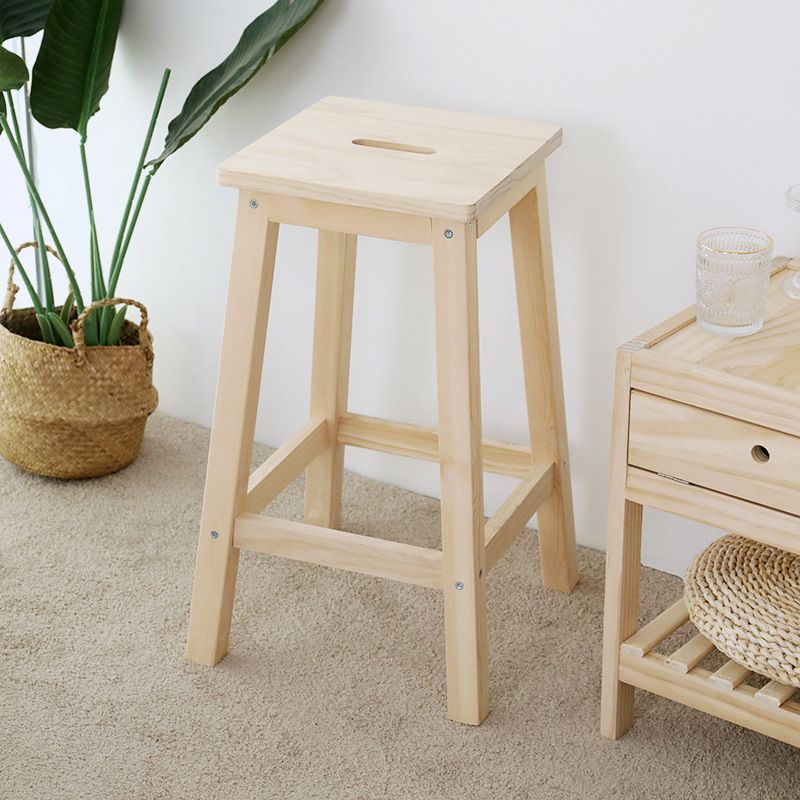Tabourets de comptoir naturels industriels Tabourets de bar sans bras en bois avec siège carré