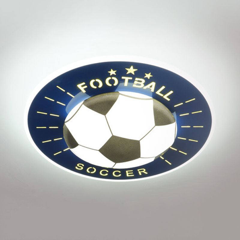 Contemporary Football Ceiling Flush Acrylic Bedroom LED Flush Mount Light Fixture in White/Blue
