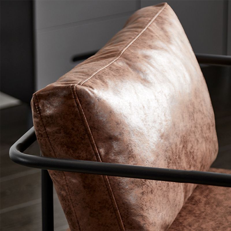 Contemporary Bonded Leather with Pillow Track Arms Accent Armchair