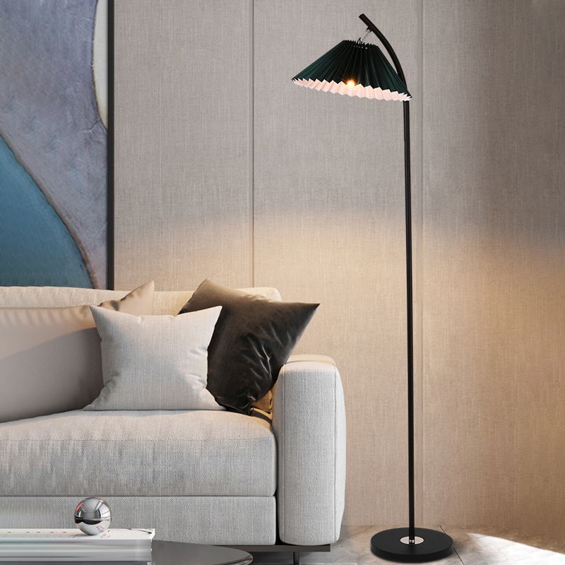 1 Light Cone-Shaped Floor Lamps Modernism Fabric Floor Lamps for Bedroom