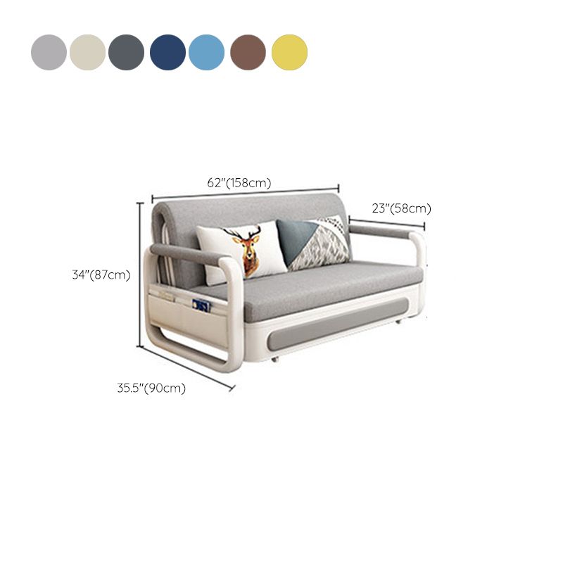 Modern Convertible Cotton Sofa Bed Upholstered Fabric Metal Bed