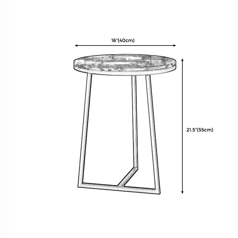 Round Marble Top End Table Metal Frame Sofa Side End Table for Living Room