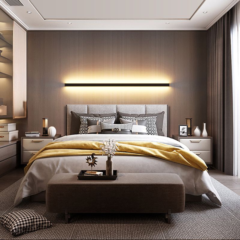 Metal Linear Shape Wall Mount Lighting Modern 1 Light Wall Mounted Light Fixtures