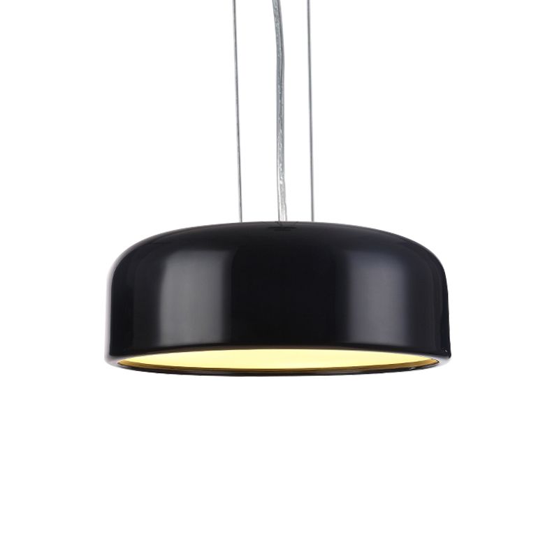 Khaki/Black Drum Shade Ceiling Fixture Macaron Style Metallic 1 Bulb Restaurant Pendant Light Fixture, 14"/19"/23.5" Width