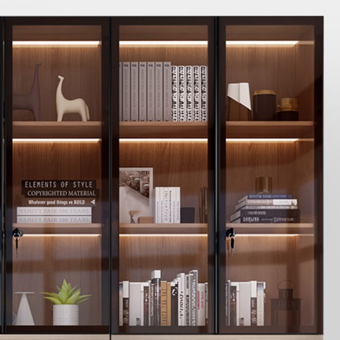 Glam Engineered Wood Bookcase Standard Bookshelf with Cabinets