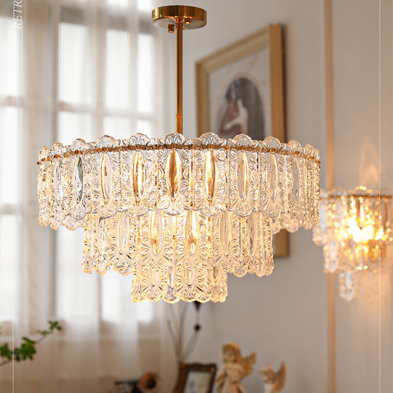 Contemporary Style Geometry Pendant Chandeliers Glass Chandelier Lighting Fixtures in Gold
