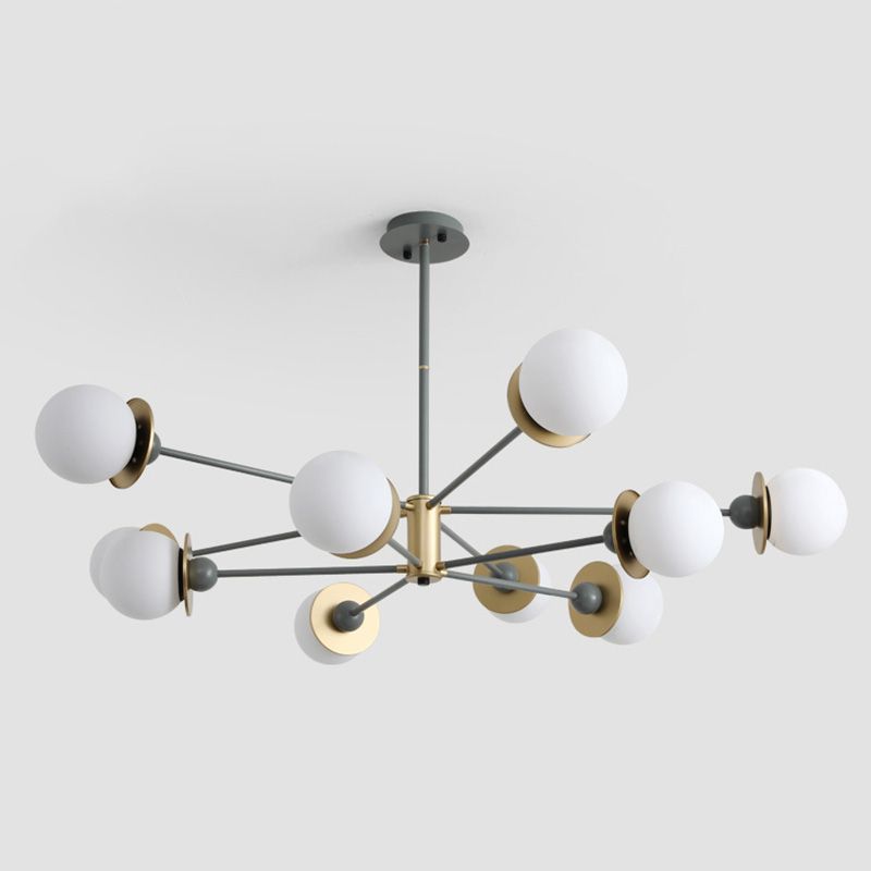 Starburst Chandelier Light Fixture Glass Dinning Room Hanging Chandelier in Grey