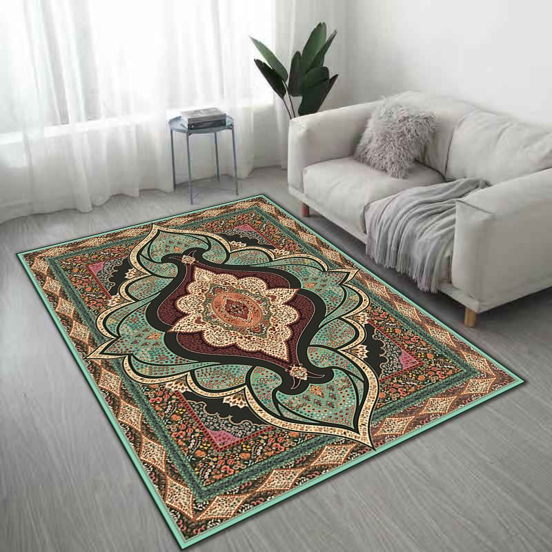 Shabby Chic Tribal Print Tapijt Bruin Polyester Area Tapijt Non-Slip Backing Rug voor de woonkamer