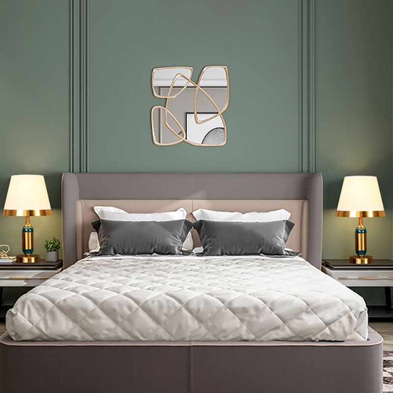 Modern Metal Table Light 1-Light Bedroom Nightstand Lamp with Bucket Fabric Shade