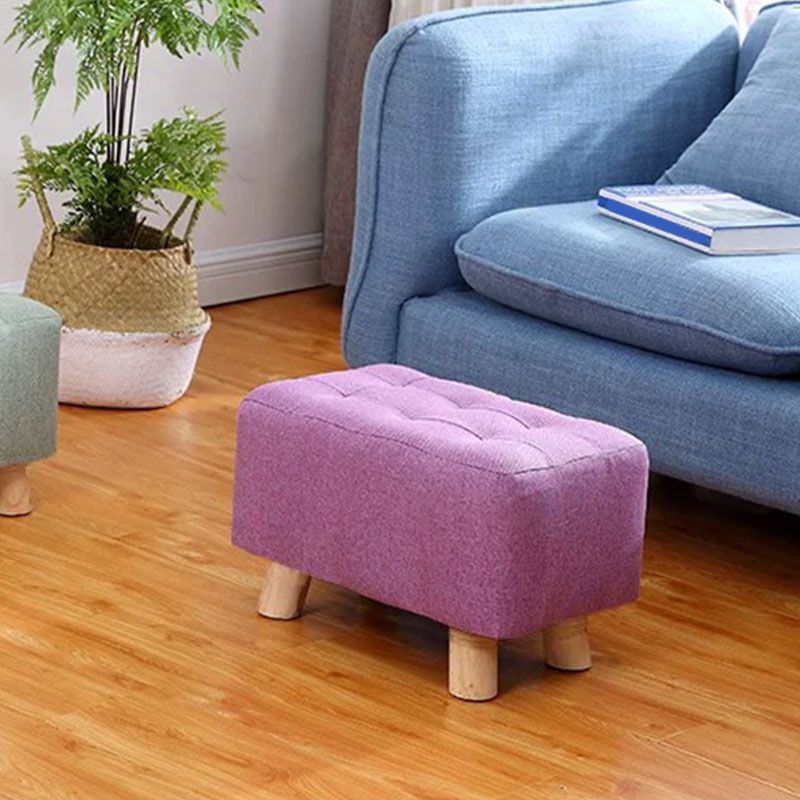 Cotton Linen Ottoman Scratch Resistant Removable and Washable Slipcover Solid Ottoman