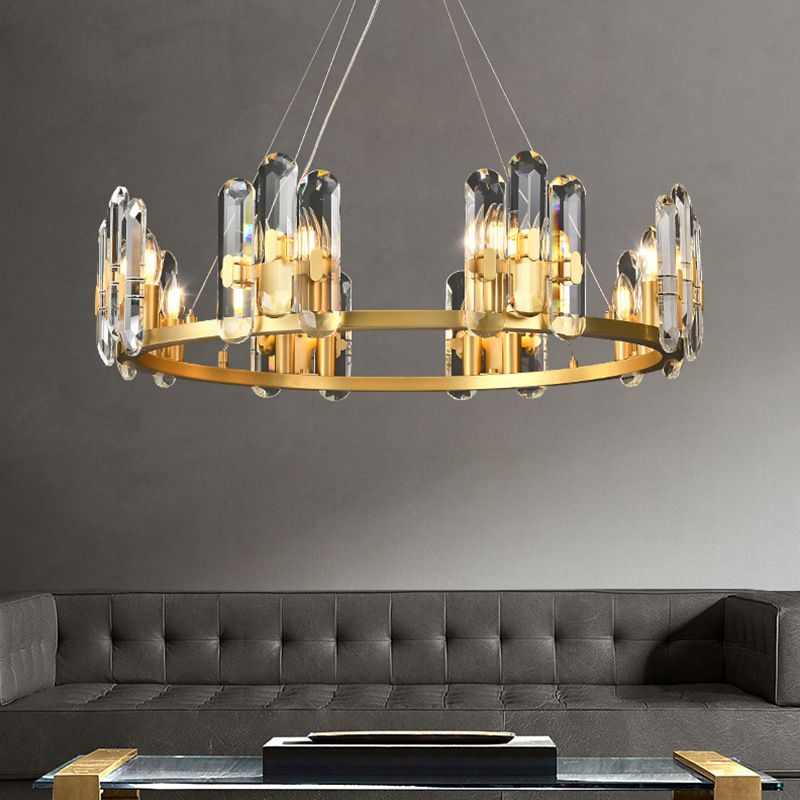 Contemporary Copper Ceiling Pendant Light Wheel Hanging Pendant Light for Living Room