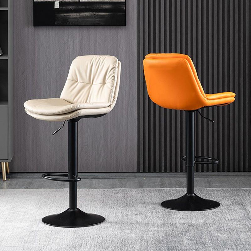 Faux Leather Swivel Bar Chair Modern Armless Upholstered Bar Stool