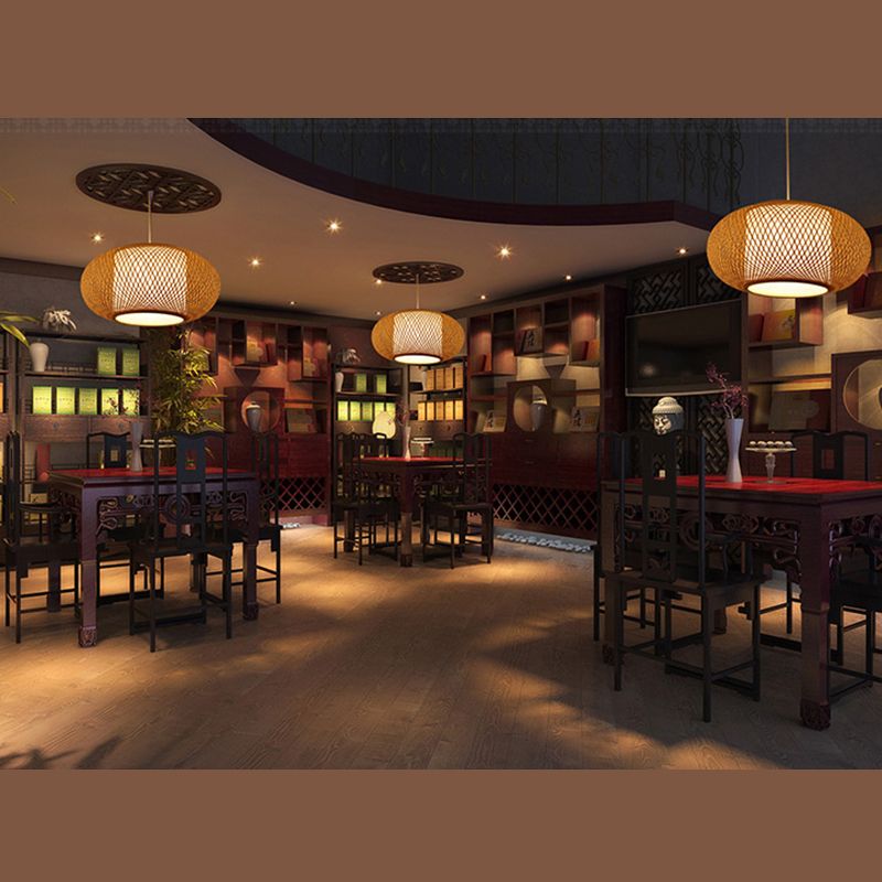 Lampada del soffitto a sospensione a sospensione in bambù in stile giapponese per soggiorno per soggiorno