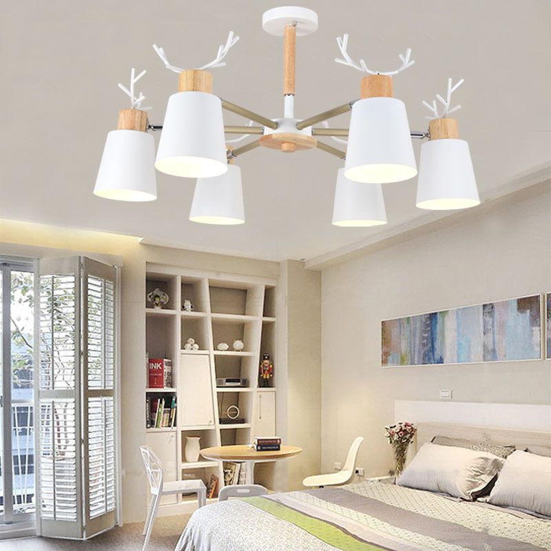 Moderne kreative makkaron Anhänger helle hölzerne geometrische Hanglampe mit Schmiedeeisenschatten