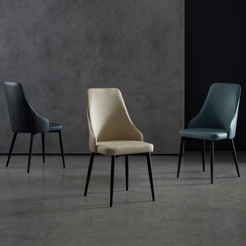 Contemporary Dining Chairs Kitchen Armless Chairs with Metal Legs