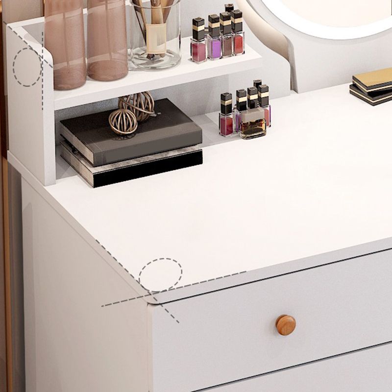 Artificial Wood Countertop White/grey 4 Legs Dresser with 6 Drawers