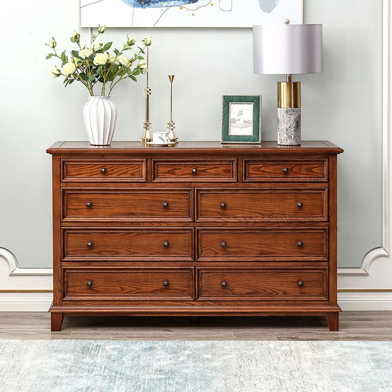 Traditional Dresser Solid Wood Storage Chest Dresser with 9 Drawers